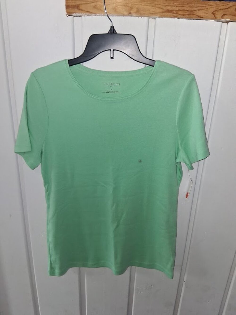 Talbots Cotton Round Neck Light Green Short Sleeve Tee Sz M NWT